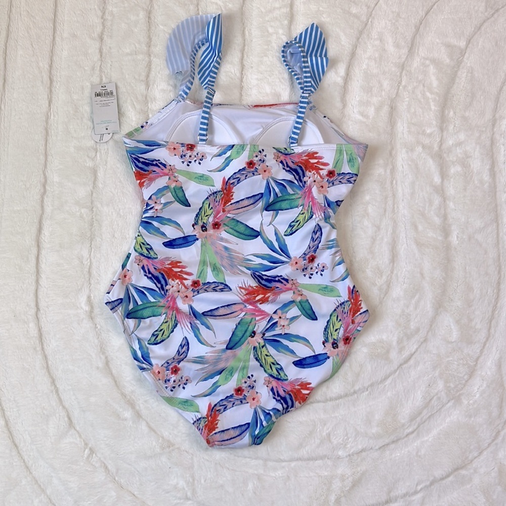 Outdoor Oasis One Piece Swimsuit Women's Sz Small White Tropical NWT - Picture 5 of 10